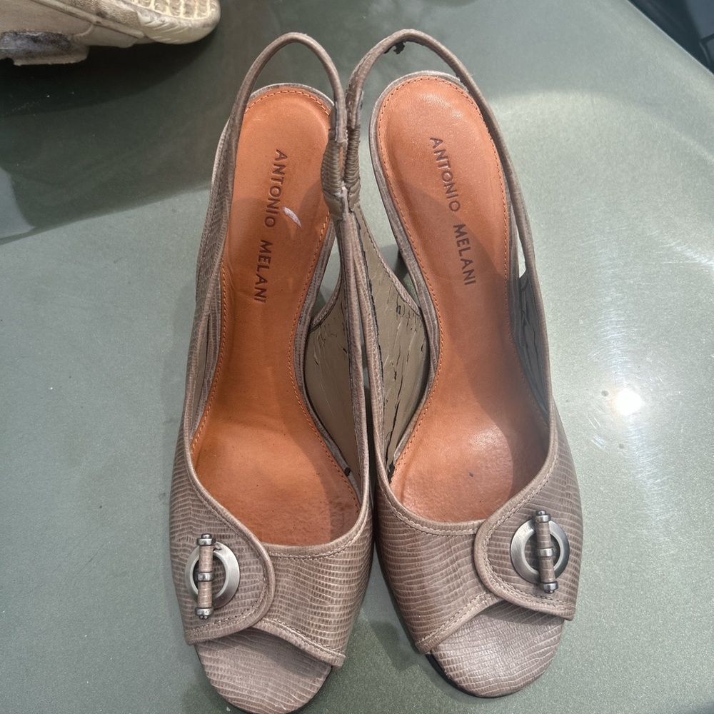 Antonio Melani Tan Peep-Toe Heels